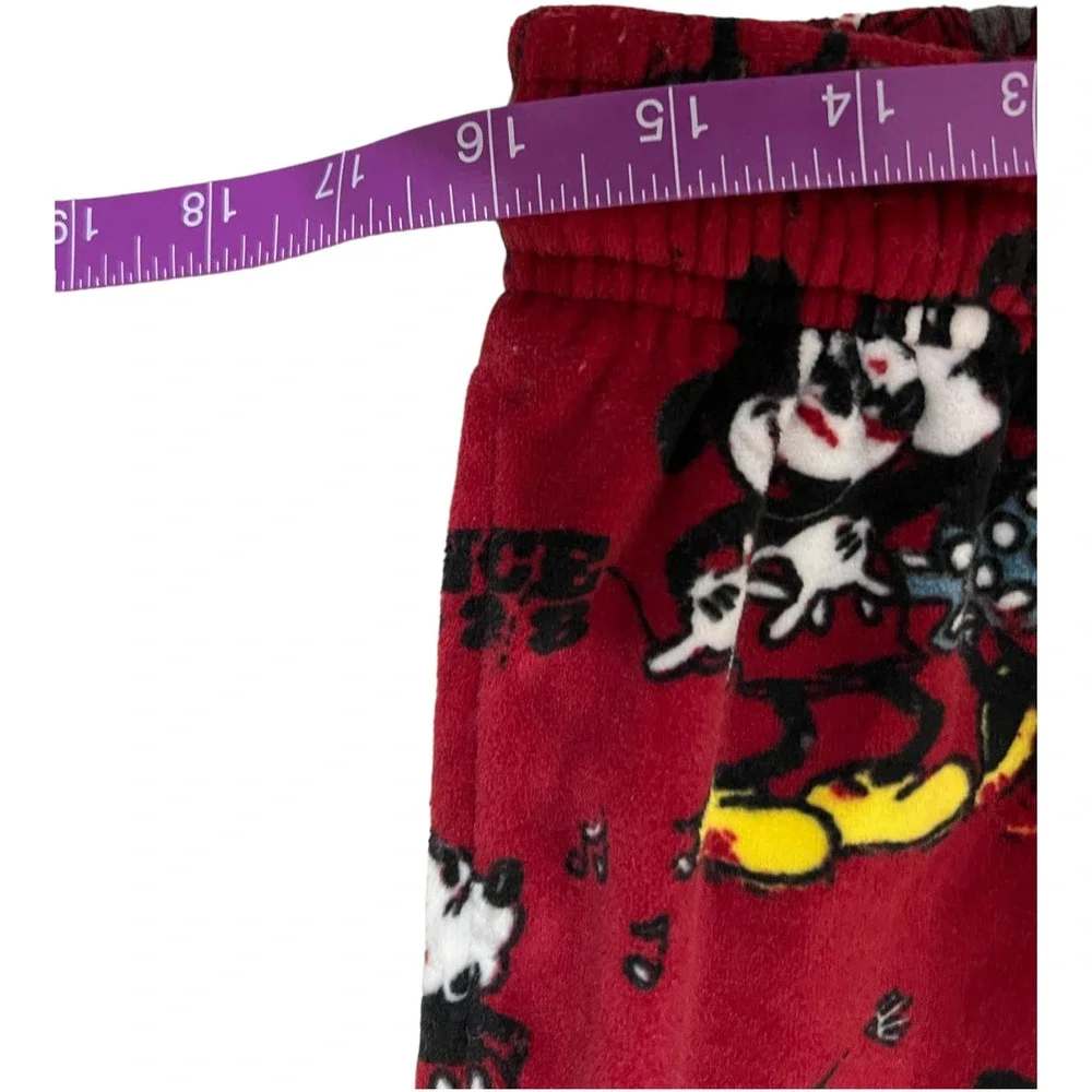 Disney Pajama Lounge Pants Size M Red Micky Minnie Mouse Print - Picture 5 of 6